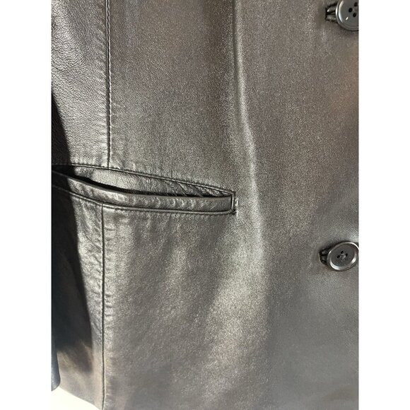 Ann Taylor Jacket Coat 100% Leather Button-up Collard Pockets Chic Women's S - Picture 3 of 10